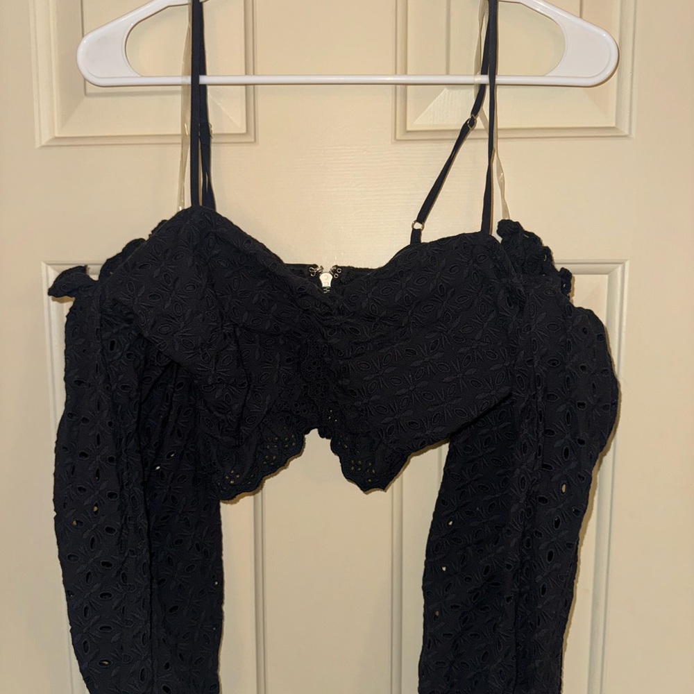 Black Eyelet Crop Top